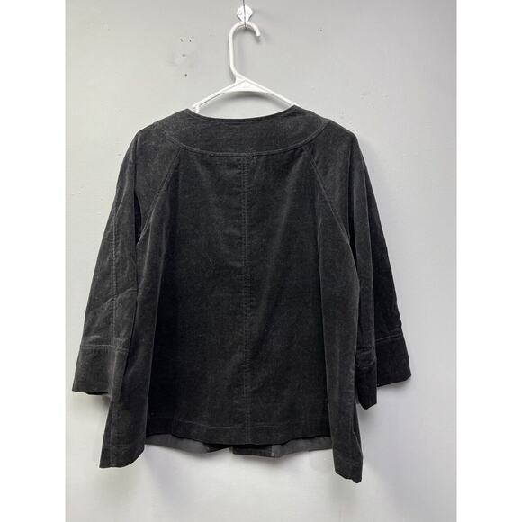 GAP Jacket Womens 18 Black Velvet Button front Pockets Cropped‎ sleeves NEW - Picture 2 of 7